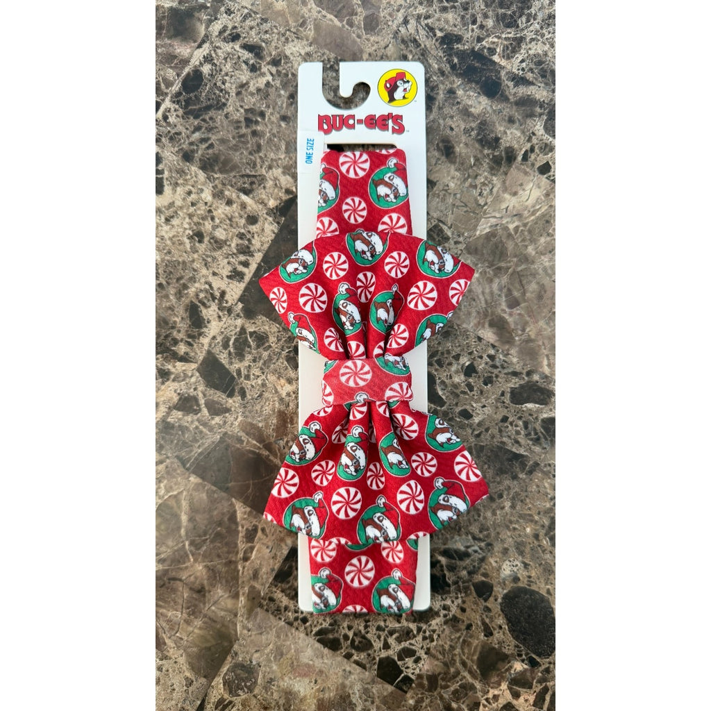 Buc-ee’s Baby Bowtie Headband Christmas Peppermint & Santa NEW