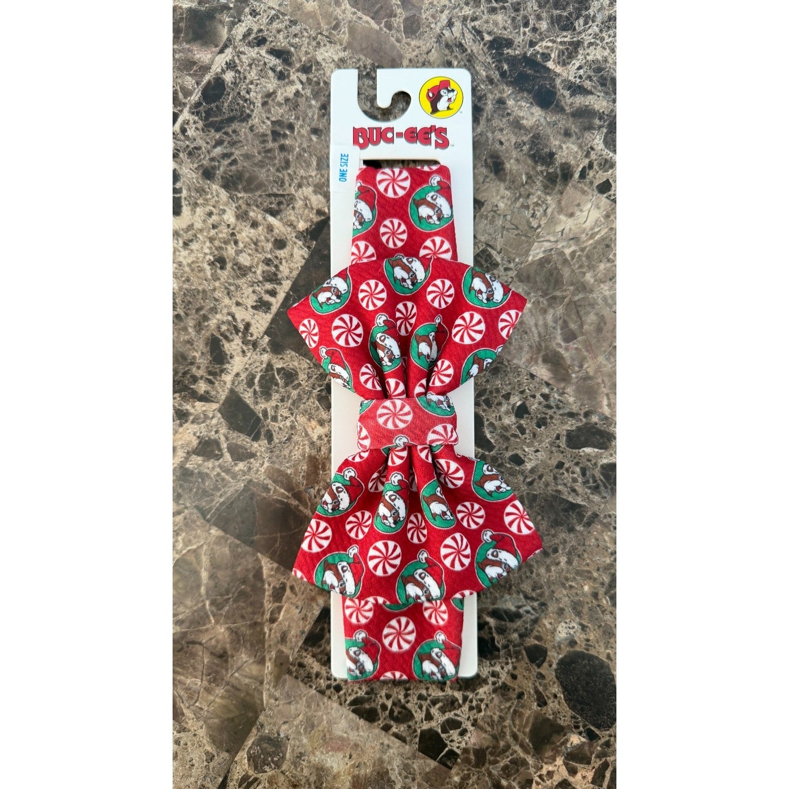 Buc-ee’s Baby Bowtie Headband Christmas Peppermint & Santa NEW
