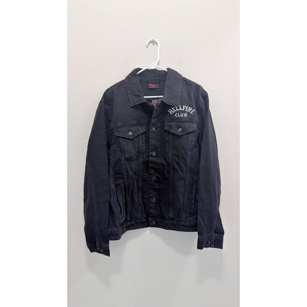 Primark Stranger Things Hellfire Club Embroidered Denim Jacket Unisex Large NEW