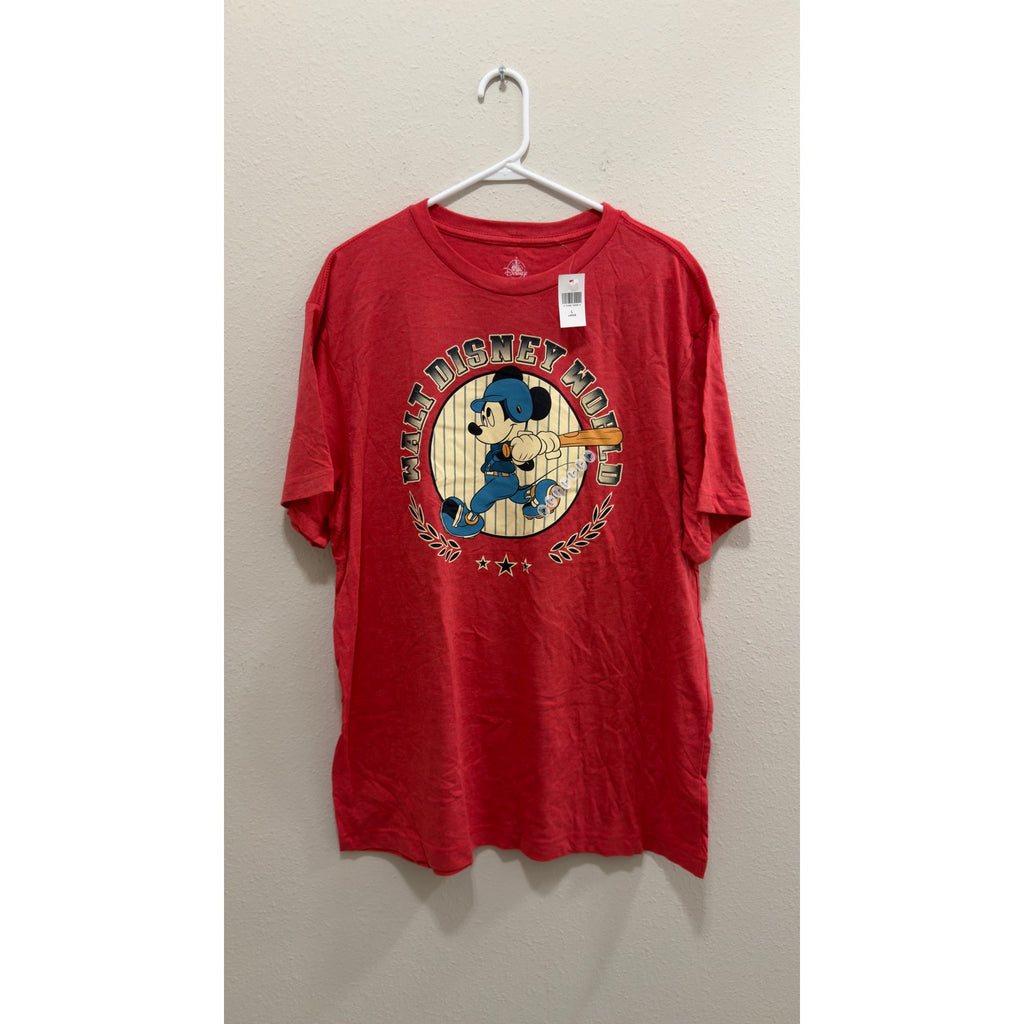 Walt Disney World Mickey Mouse Baseball Player Graphic Tee Shirt Large NWT