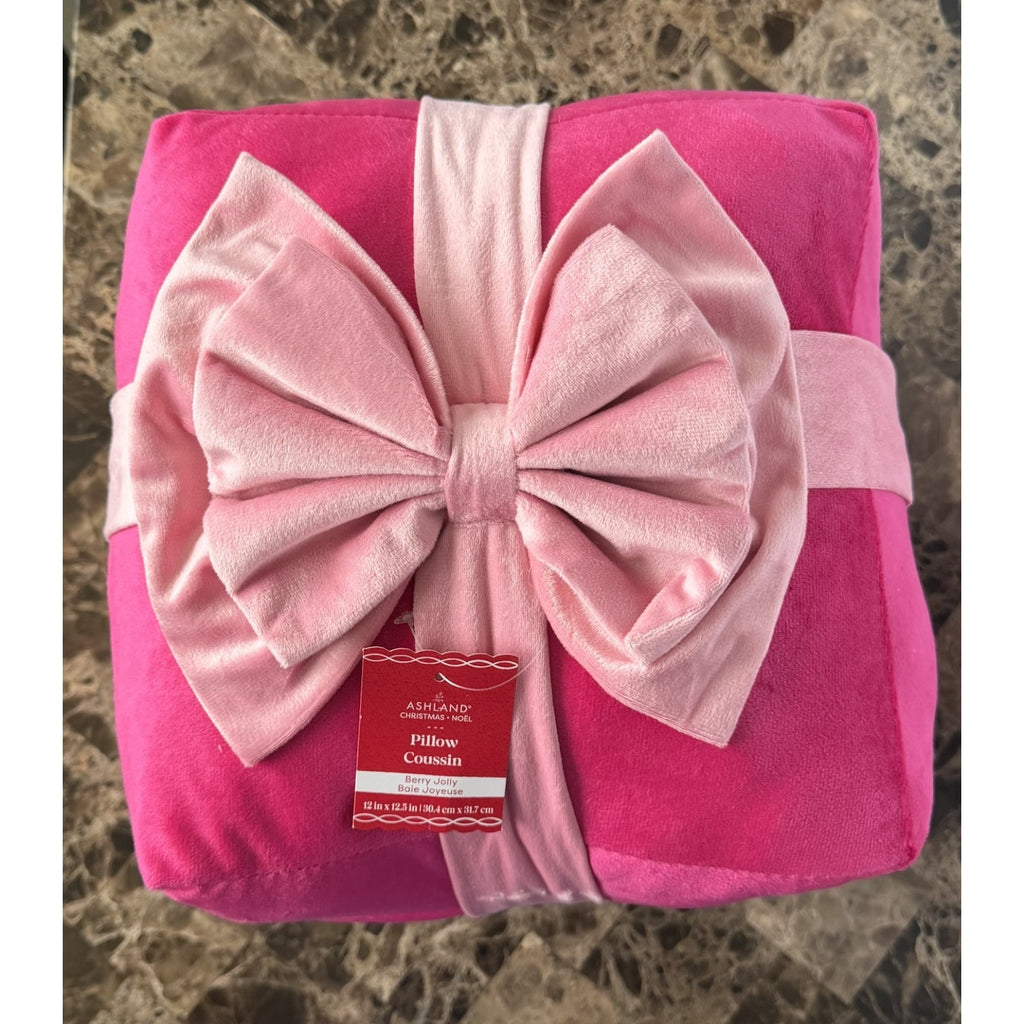 NEW Large Pink Christmas Gift Box Shaped Throw Pillow - Ashland