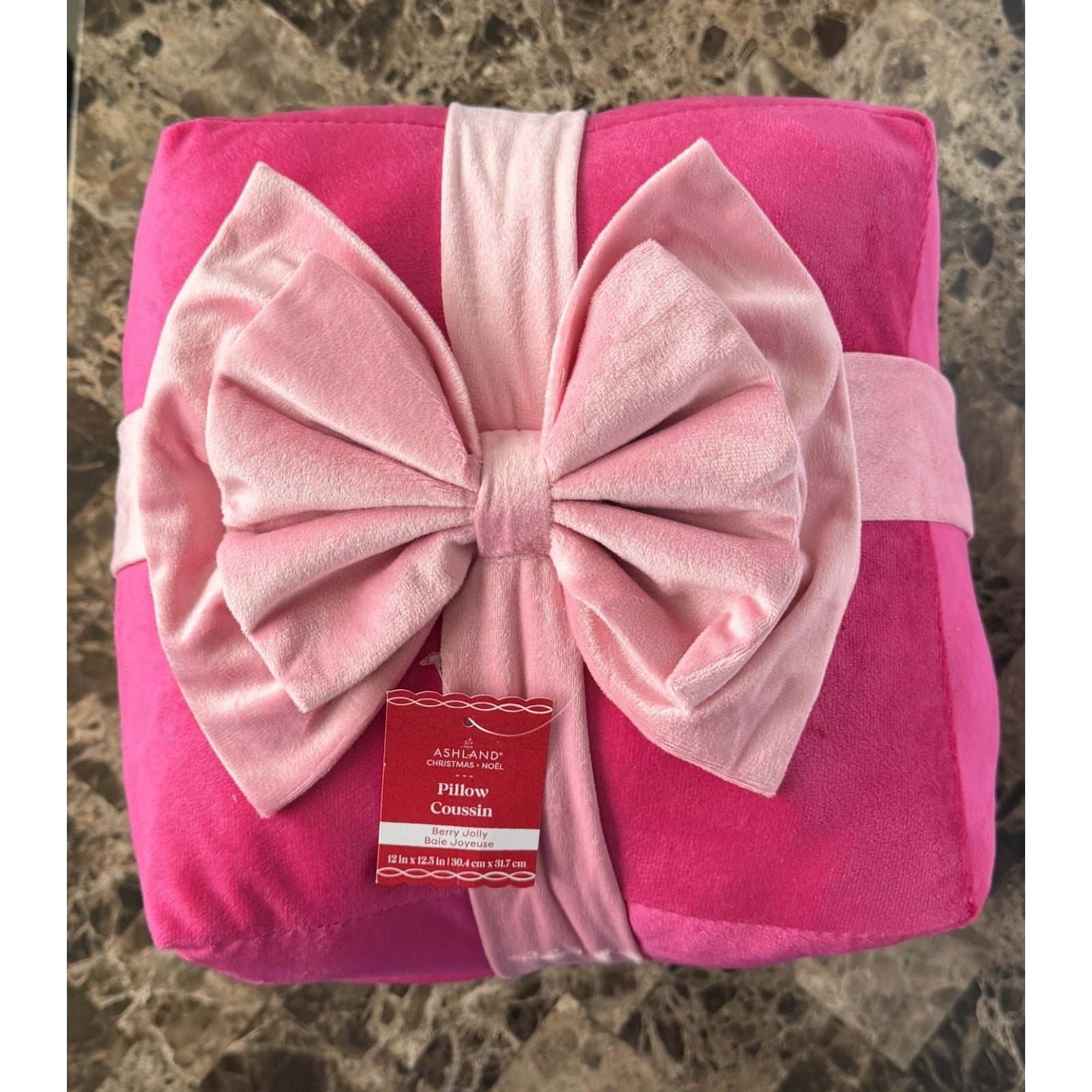NEW Large Pink Christmas Gift Box Shaped Throw Pillow - Ashland