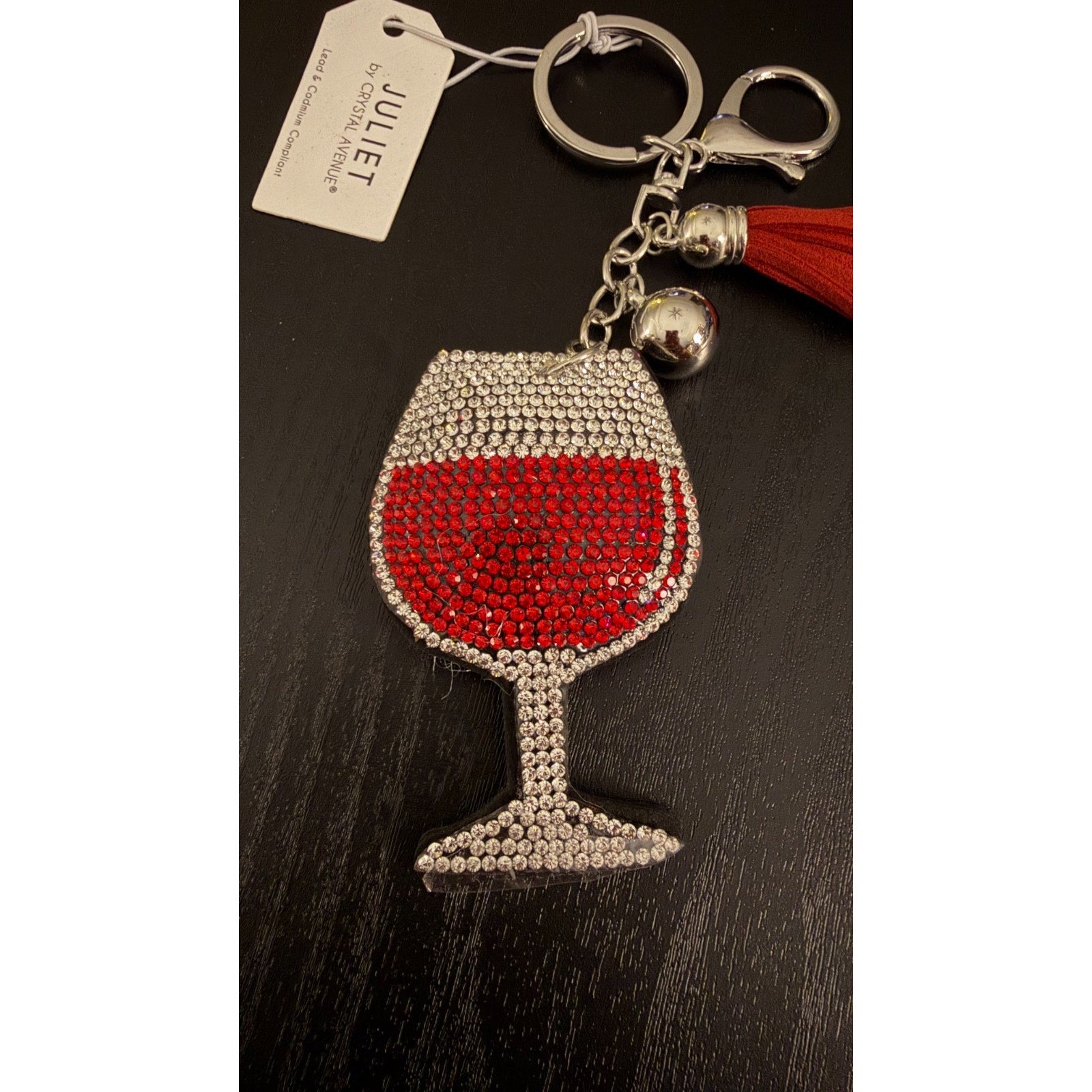 NEW Juliet Bling Rhinestone Keychain - Red Wine Glass