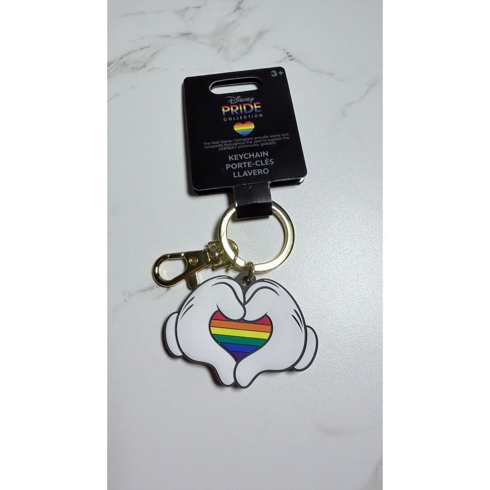 Disney Parks Mickey Mouse Heart Hands Keychain Pride Collection NWT