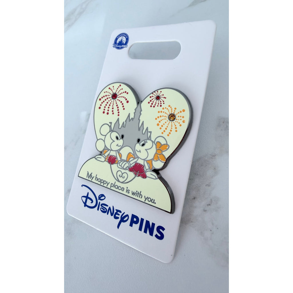 Disney Parks Mickey and Minnie Mouse "My Happy Place is With You" Pin