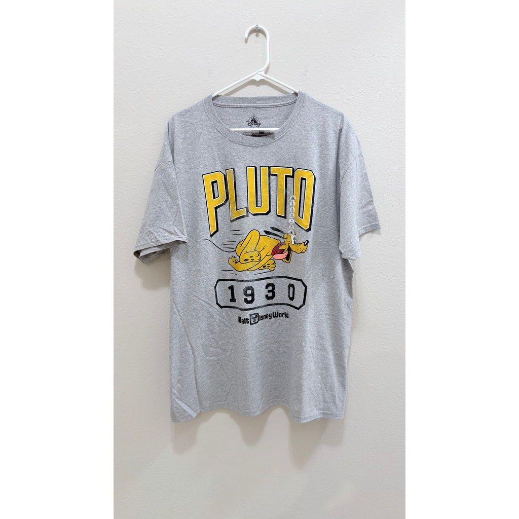 NWT Disney Parks Pluto Sprinting "Varsity Text" T-Shirt - XL