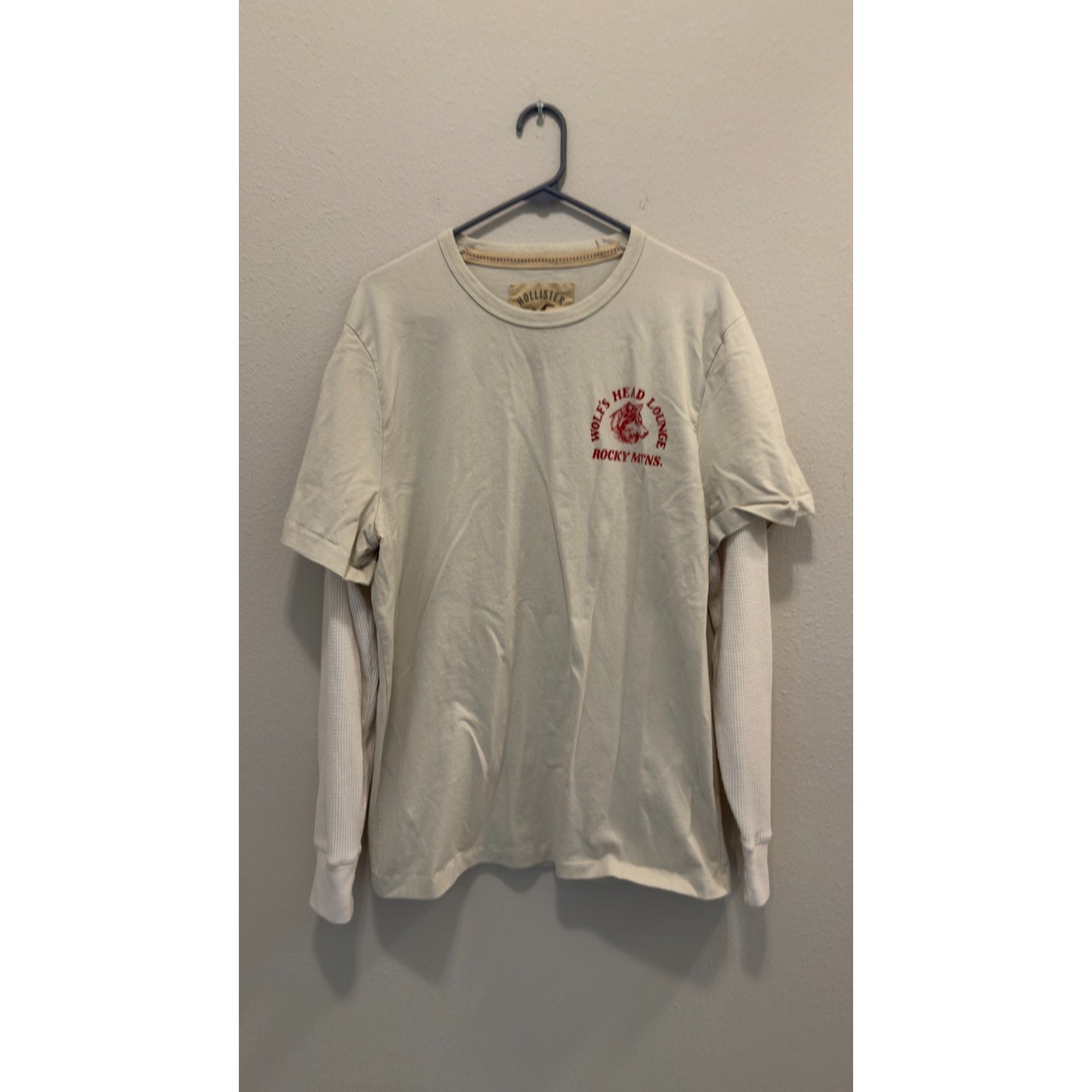 Hollister Layered Long-Sleeve Wolf’s Head Lounge Graphic Tee - Men’s Large NWT