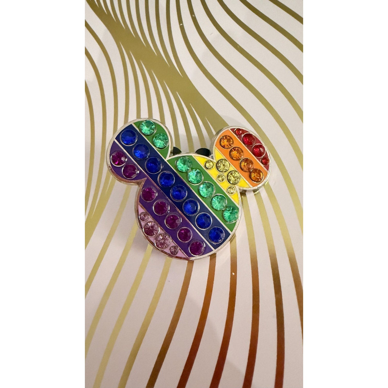 Disney Parks 2016 Rainbow Pride BeJeweled Mickey Mouse Icon Pin