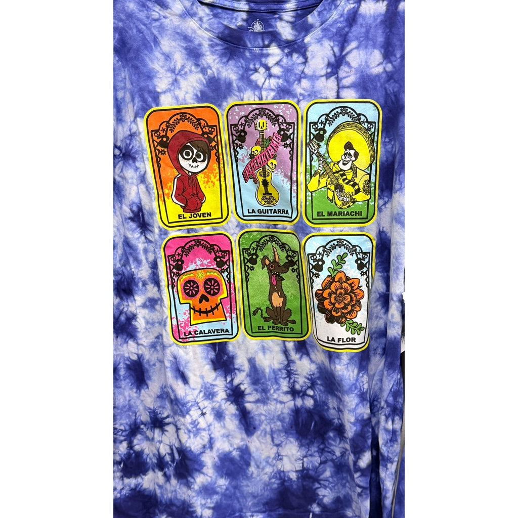 NEW Disney Parks Coco Loteria Long Sleeve Tie Dye Shirt Adult Medium