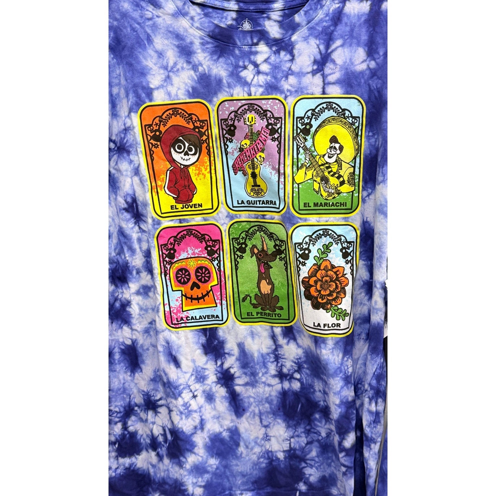 NEW Disney Parks Coco Loteria Long Sleeve Tie Dye Shirt Adult Medium