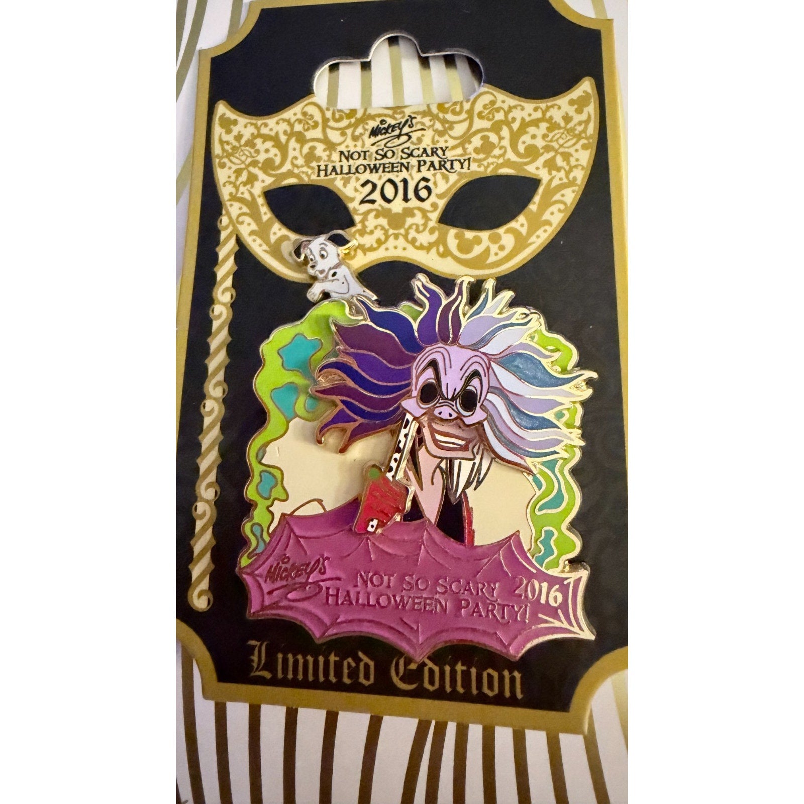 Disney Parks 2016 Mickey’s Halloween Party Cruella de Vil 3D Slider Pin