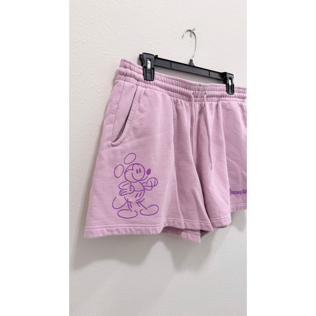 Disney Parks Mickey Mouse Womens Large Purple Sweat Shorts Fleece Lounge NWT