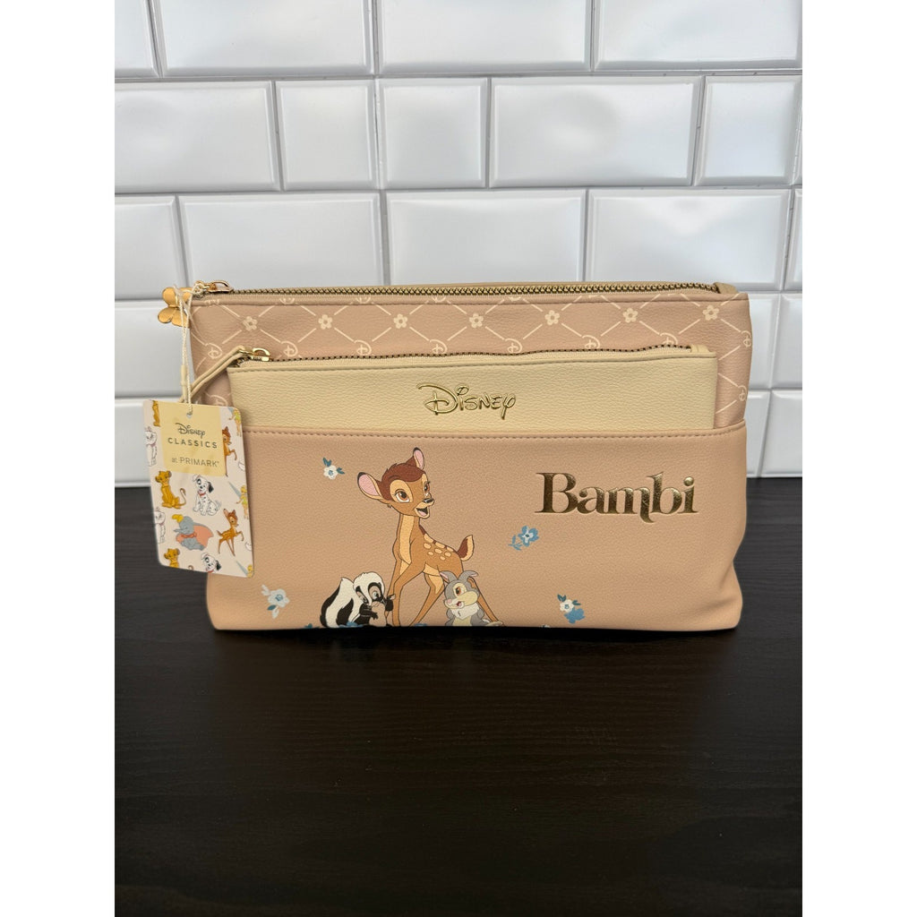 Disney x Primark Bambi 2-in-1 Wash Bag Set Make-up Cosmetic Pouch NWT