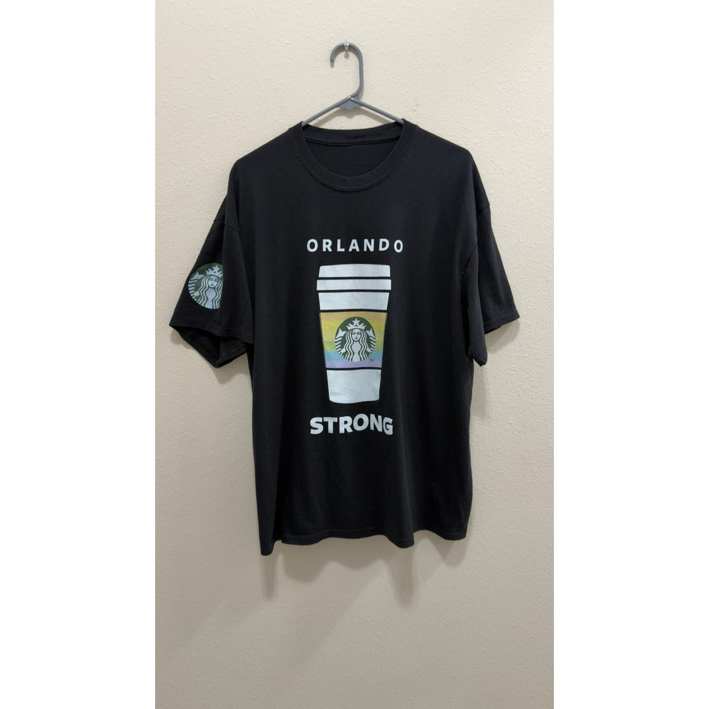 Starbucks "Orlando Strong" Pride Graphic T-Shirt Men's Size Large Black