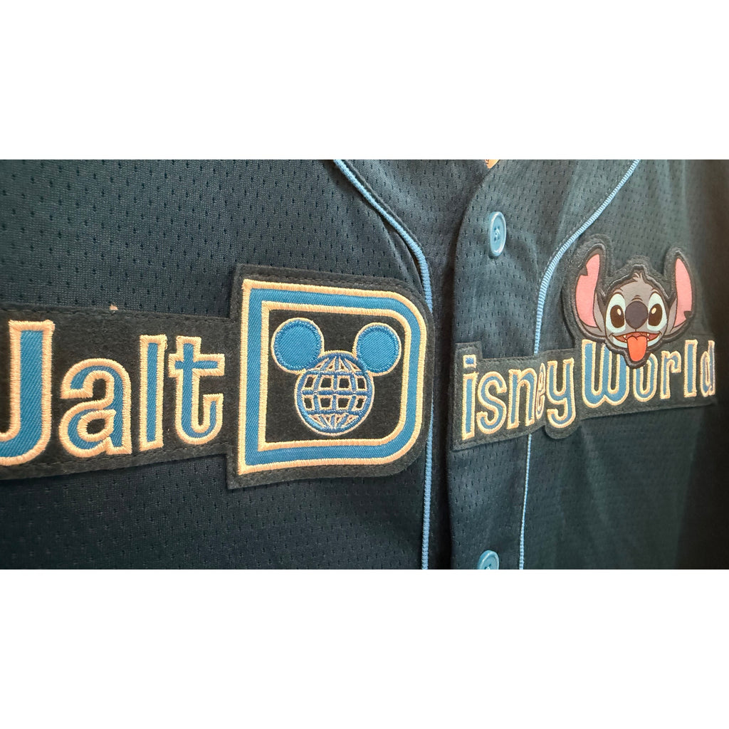 Disney Walt Disney World Stitch Experiment 626 Adults Baseball Jersey Large NWT