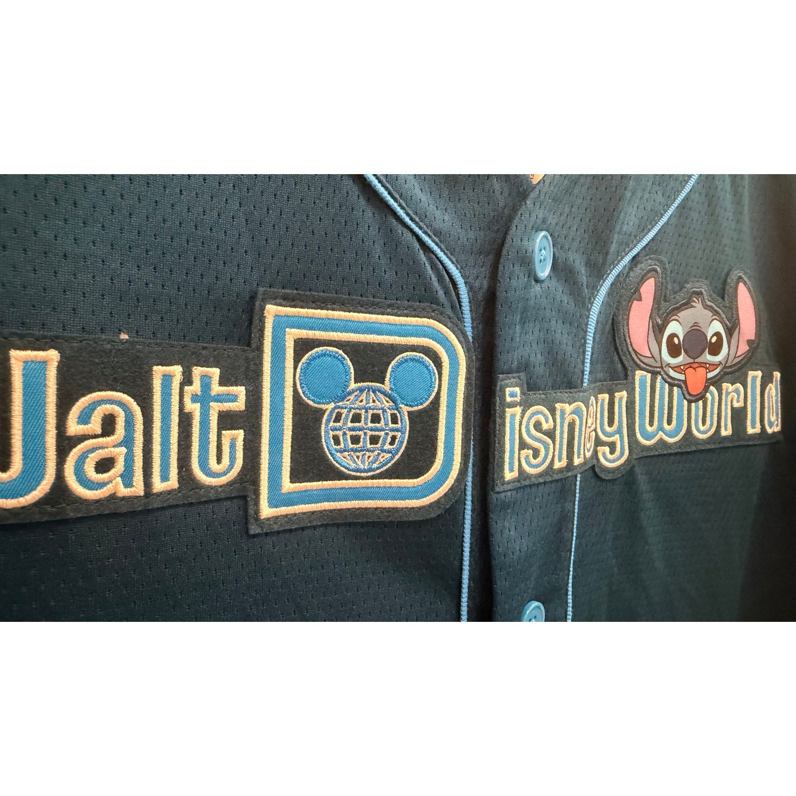 Disney Walt Disney World Stitch Experiment 626 Adults Baseball Jersey Large NWT