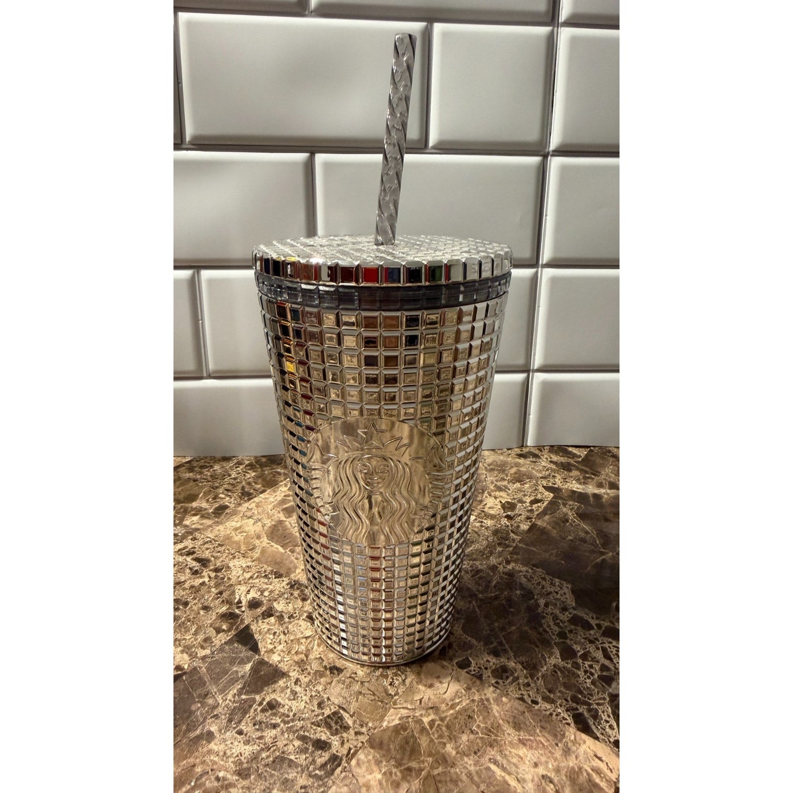Starbucks Holiday 2023 Silver Studded 16oz Bling Tumbler - NEW