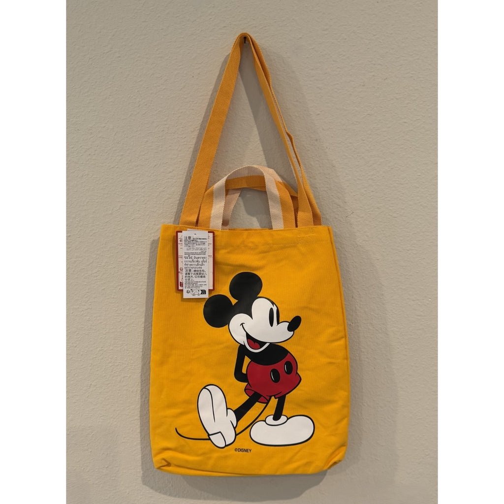 Disney Parks Standing Mickey Mouse Yellow Canvas Tote Bag NEW