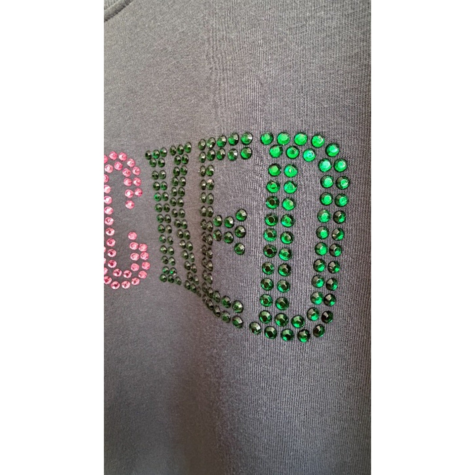 NEW Wicked The Movie Rhinestone Logo Sweatshirt - Charcoal Gray Large