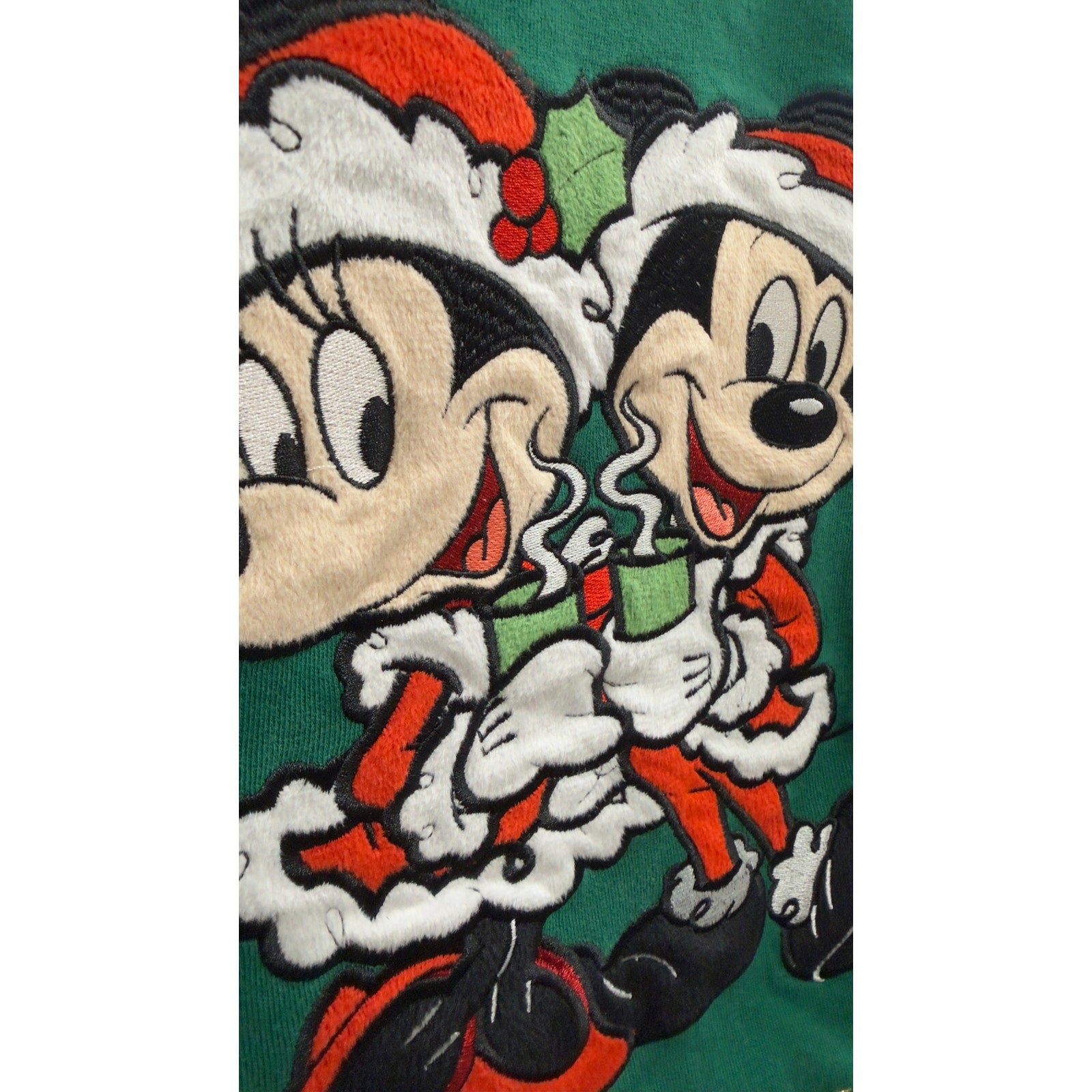Walt Disney World Christmas Santa Mickey Minnie Rhinestone Sweatshirt Large NWT