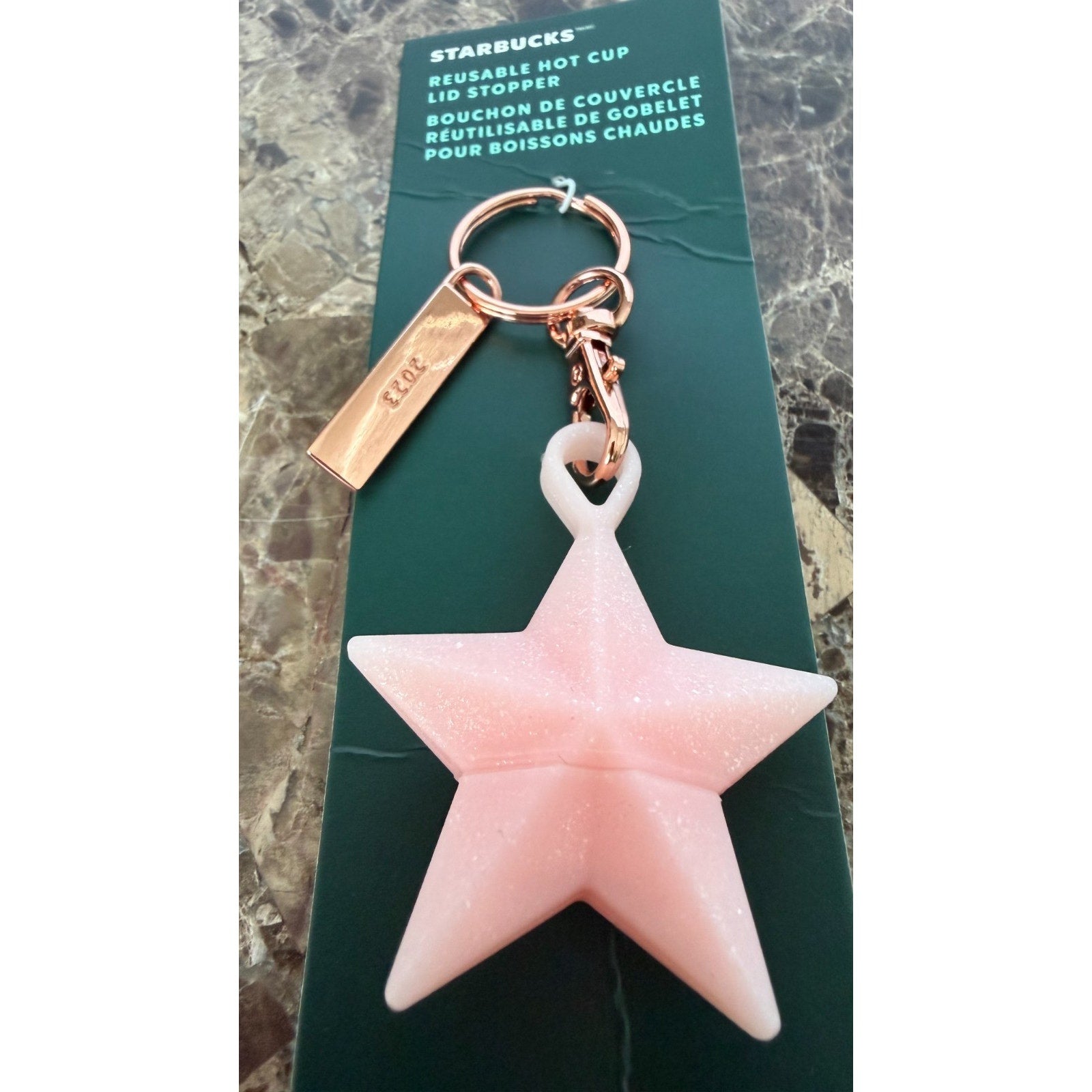 Starbucks 2023 Holiday Pink Star Reusable Silicone Hot Cup Lid Stopper NEW