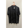 ZEROYAA Men's Luxury Satin Floral Jacquard Short Sleeve Button Down Shirt Medium