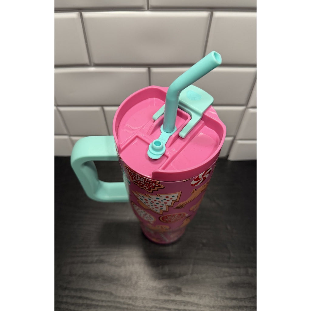 NWT Simply Southern 40oz Tumbler - Holiday Sweets Pink Gingerbread Mug