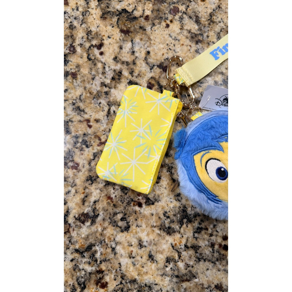 NWT 2025 Disney Parks Inside Out 2 Joy Dual Pouch Wristlet Wallet Bag Charm