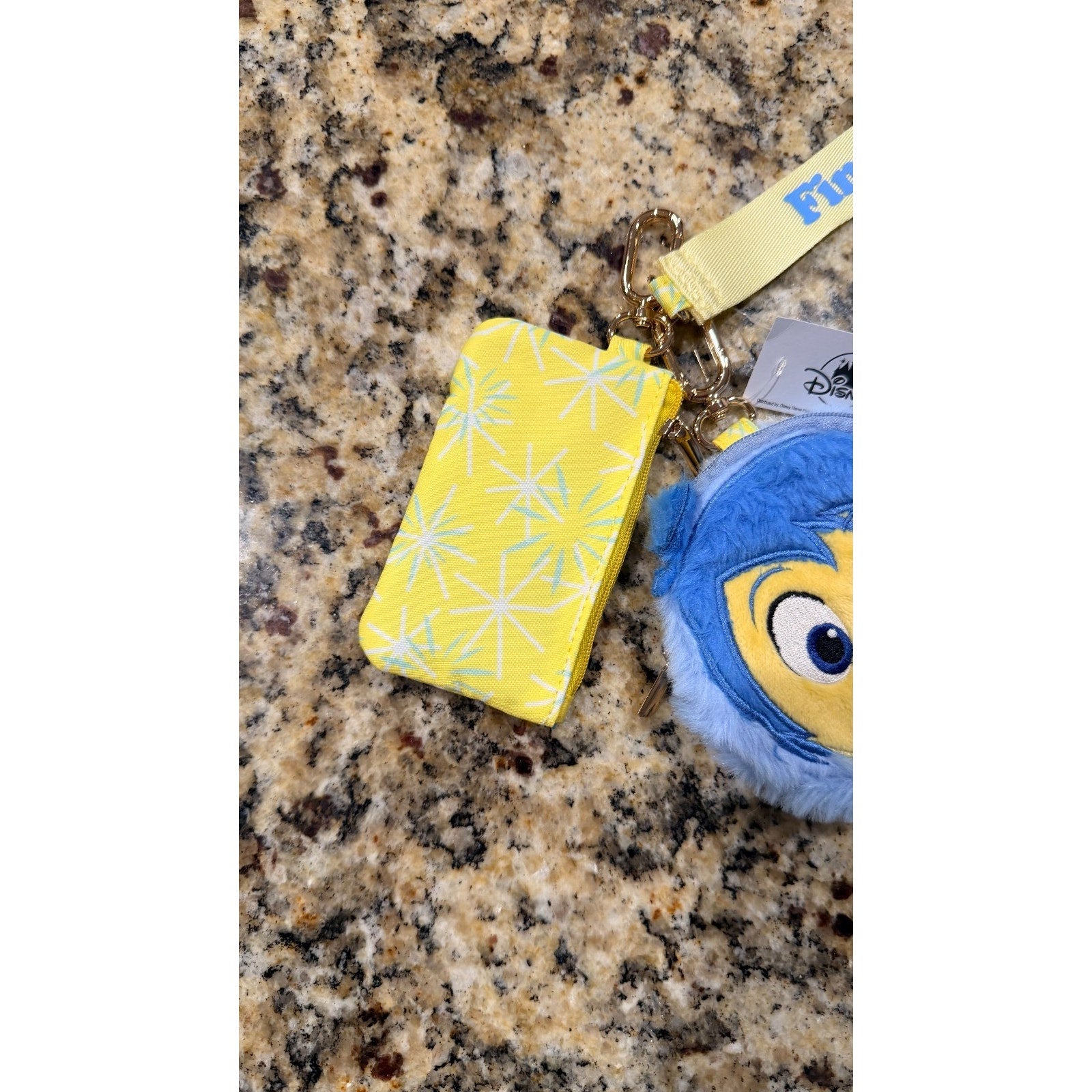 NWT 2025 Disney Parks Inside Out 2 Joy Dual Pouch Wristlet Wallet Bag Charm