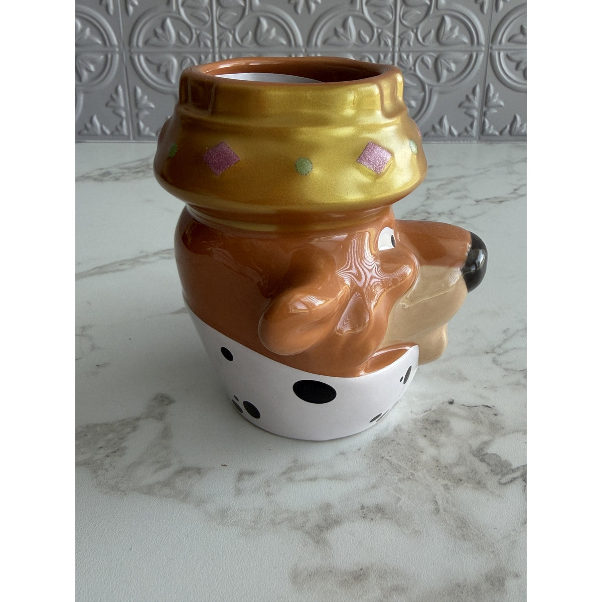 Disney Parks Robin Hood Prince John Sculpted Ceramic Coffee Mug 3D Crown NEW