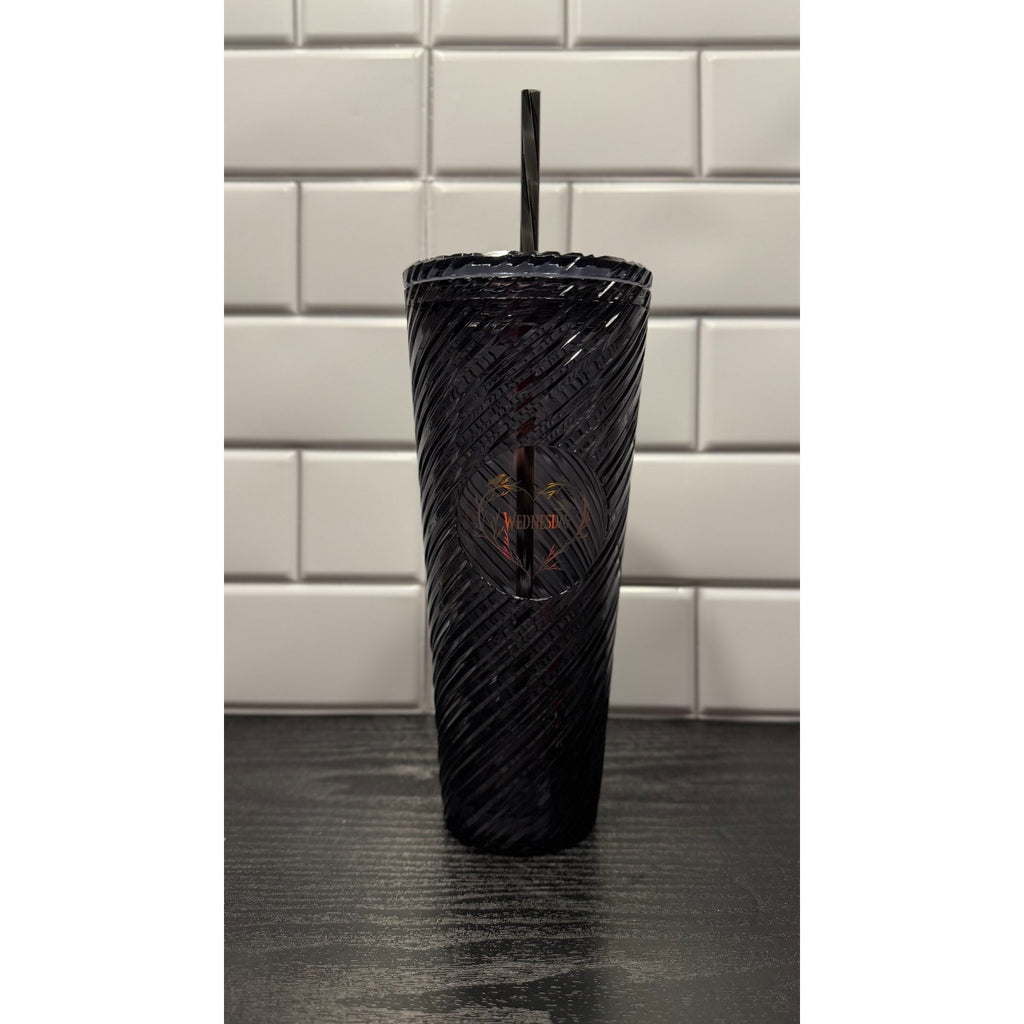 NWT Primark Netflix Wednesday Addams 24oz Cold Cup Tumbler With Straw