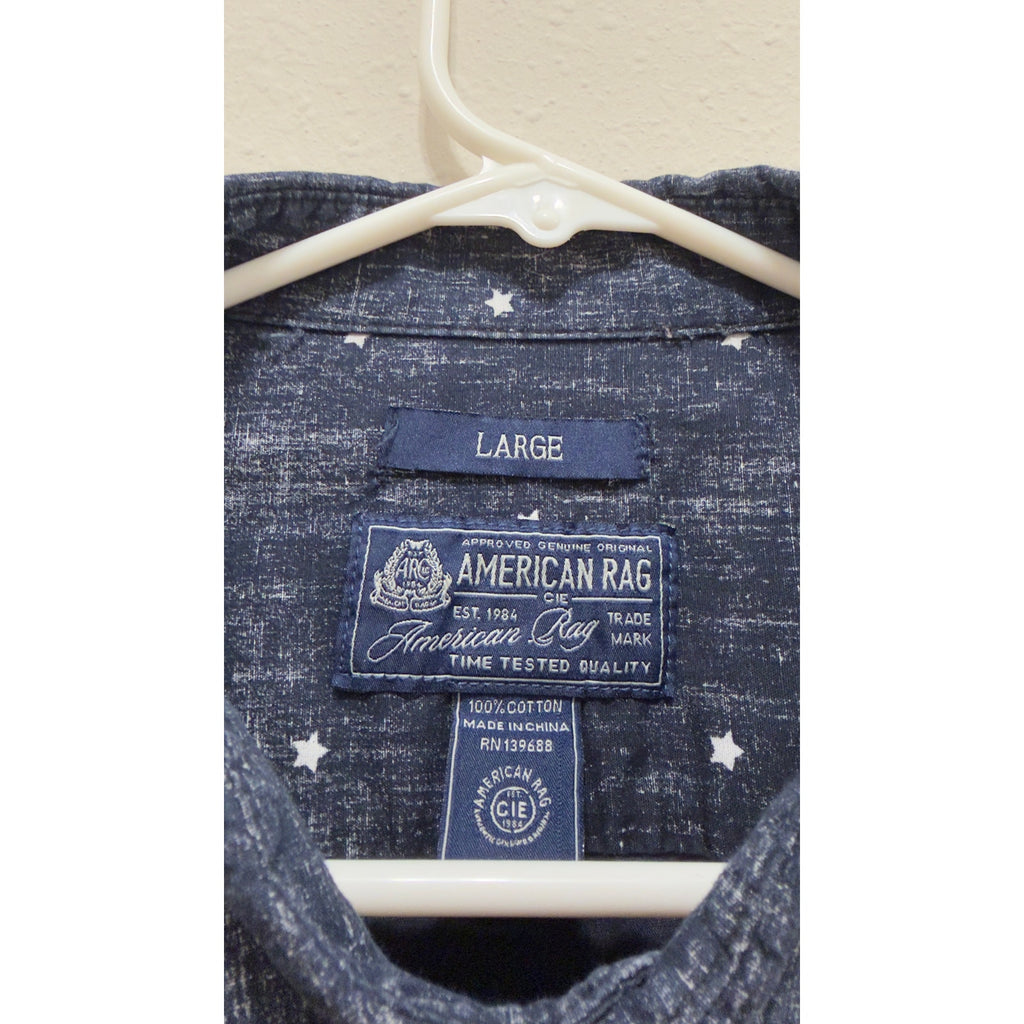 American Rag Mens Long Sleeve Button Down Shirt Star Print Large