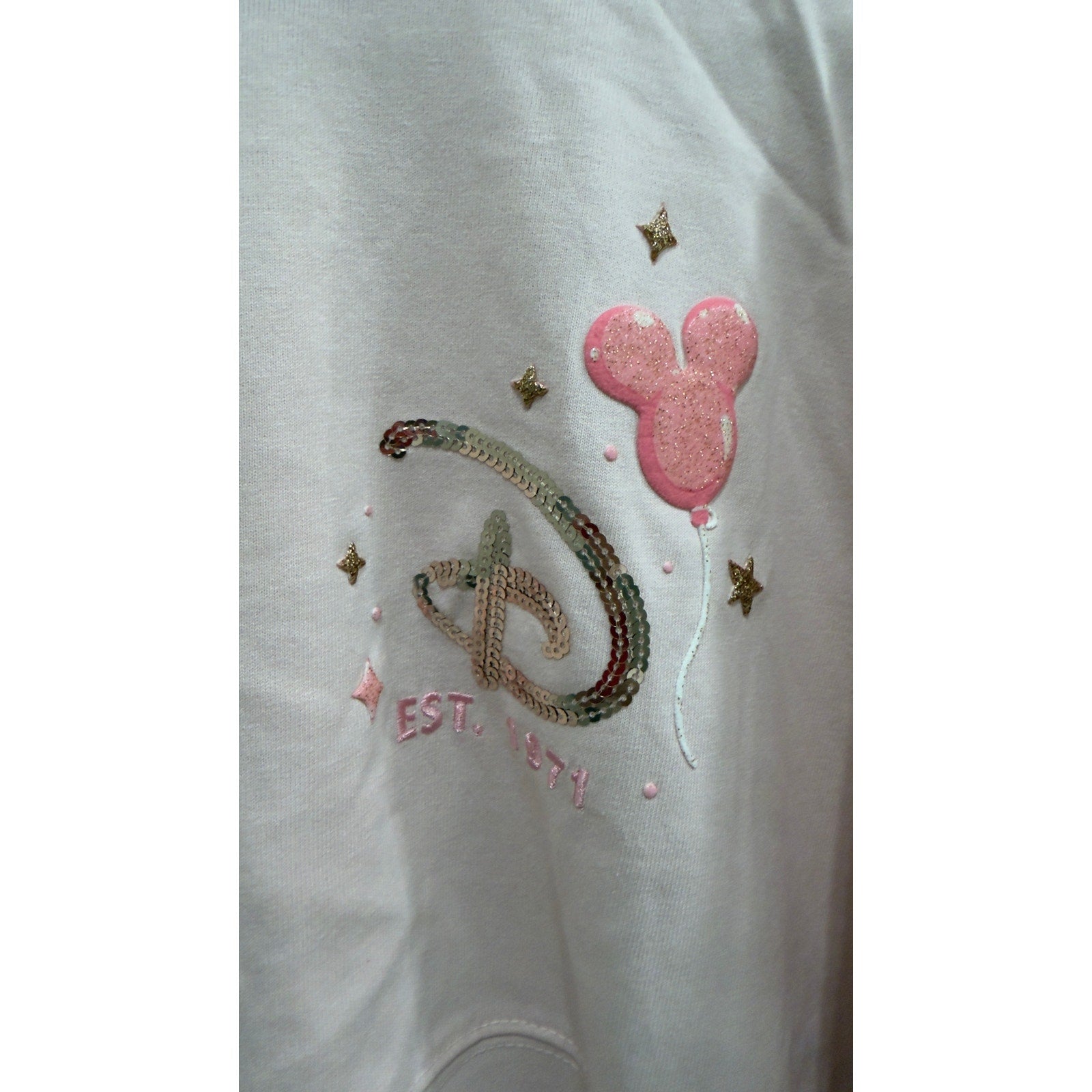 Disney Spirit Jersey Walt Disney World Balloons Rose Gold Sequins Large NWT