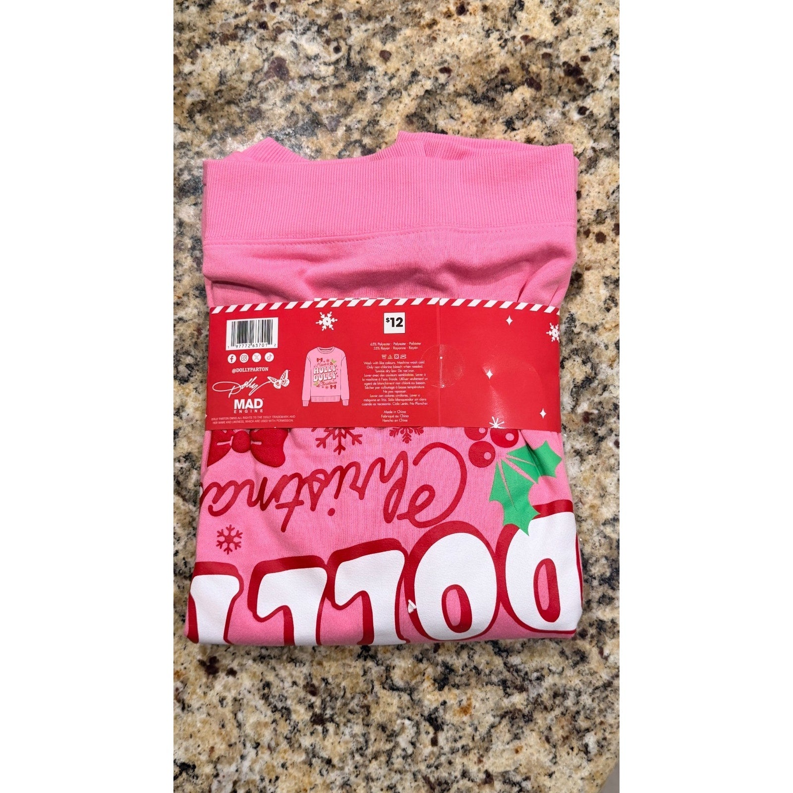 Dolly Parton Christmas Graphic Pullover - Pink - Women's XL - NWT