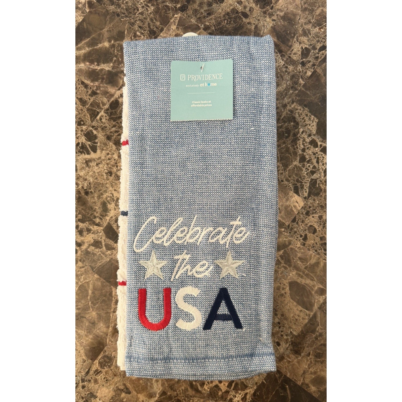 NWT Stars & Stripes Patriotic Hearts Kitchen Towels Set Of 2 18”X28”