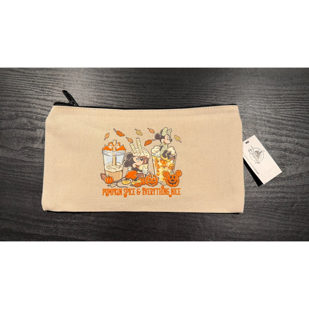 NEW Disney Parks Halloween "Pumpkin Spice & Everything Nice" Zipper Pouch