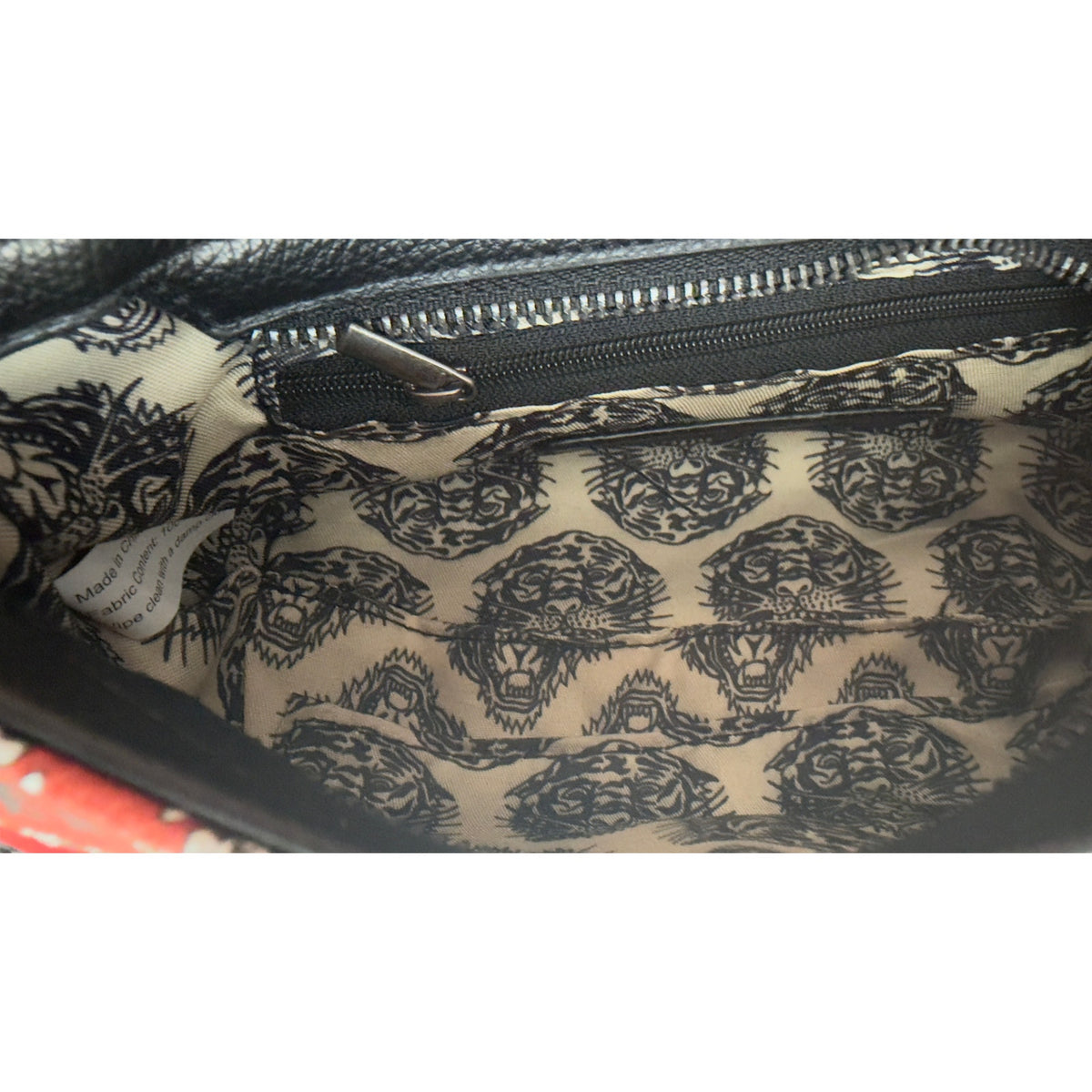 Ed Hardy Rhinestone Skull Flap Crossbody Bag Red & Black Print NWT