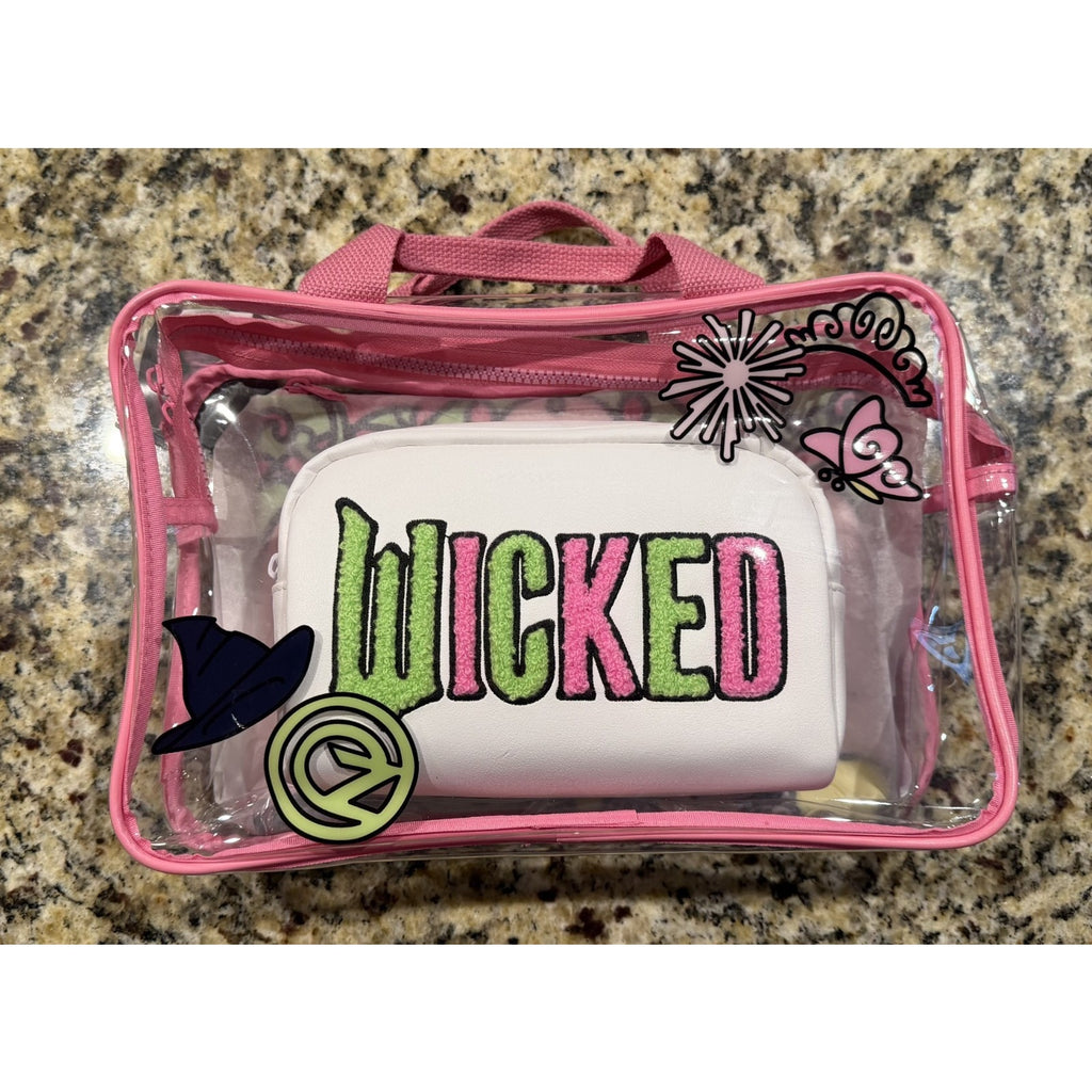 NEW Wicked Musical 3-Piece Cosmetic Bag Set - Clear & Pink