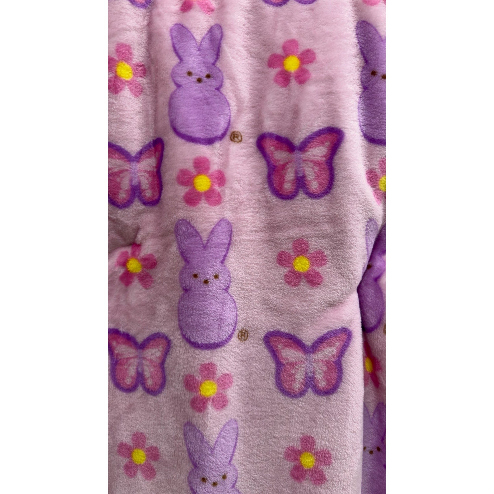 Peeps Oversized Plush Throw 50" x 70" - Purple Peep, Butterfly, and Daisy - NEW