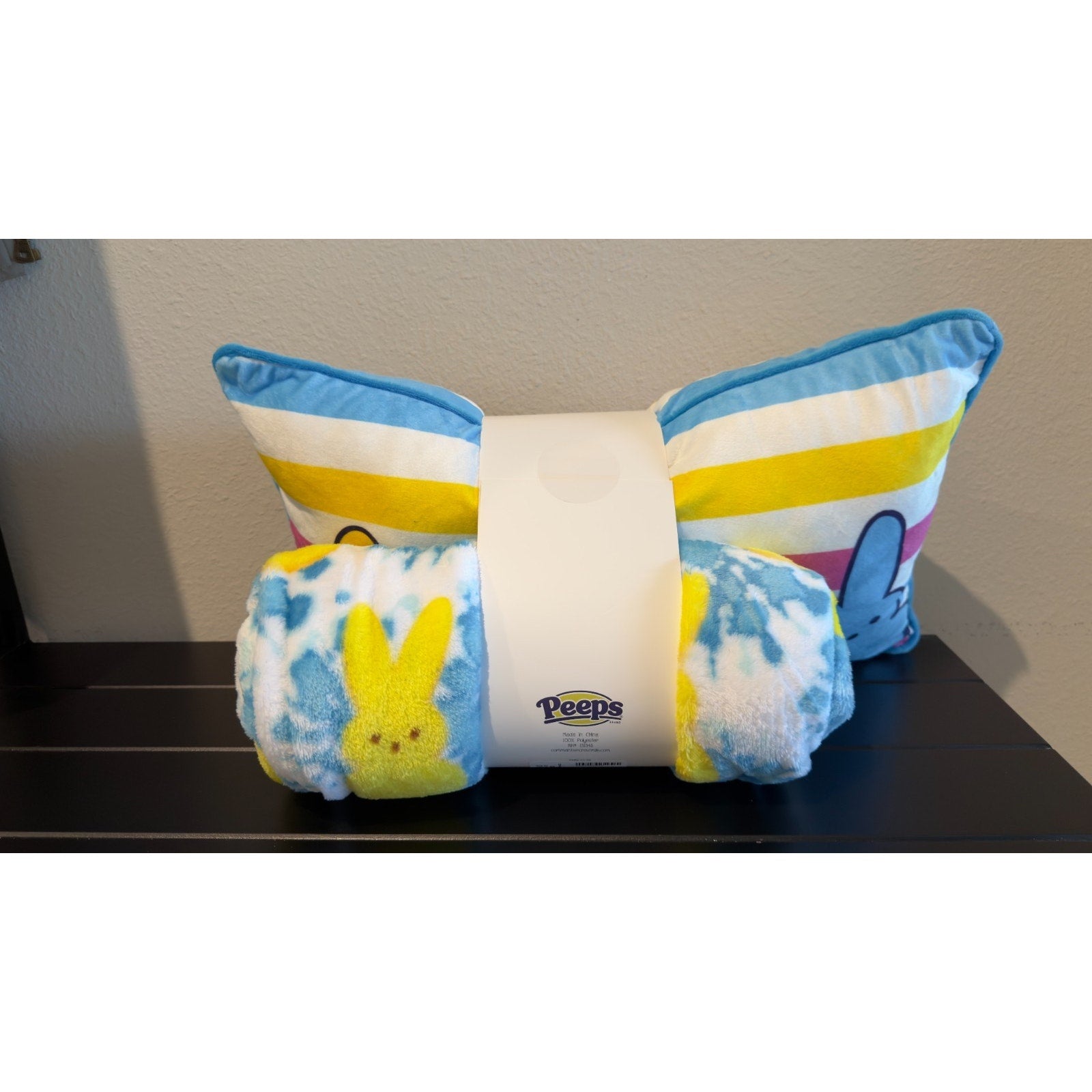 Peeps Striped 2-Piece Plush Set — Throw & Pillow 50x60 - NEW