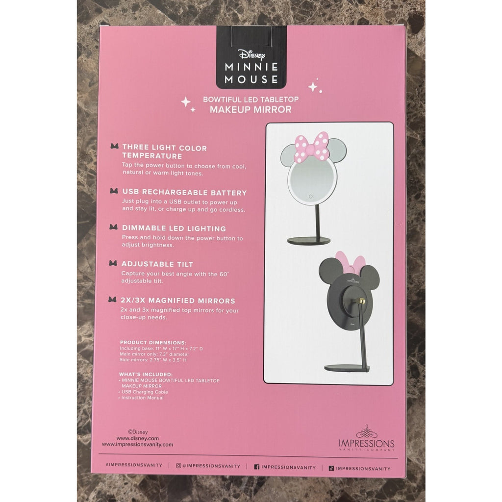 NIB Minnie Mouse Silhouette with Decorative Pink Polka Dot Bow