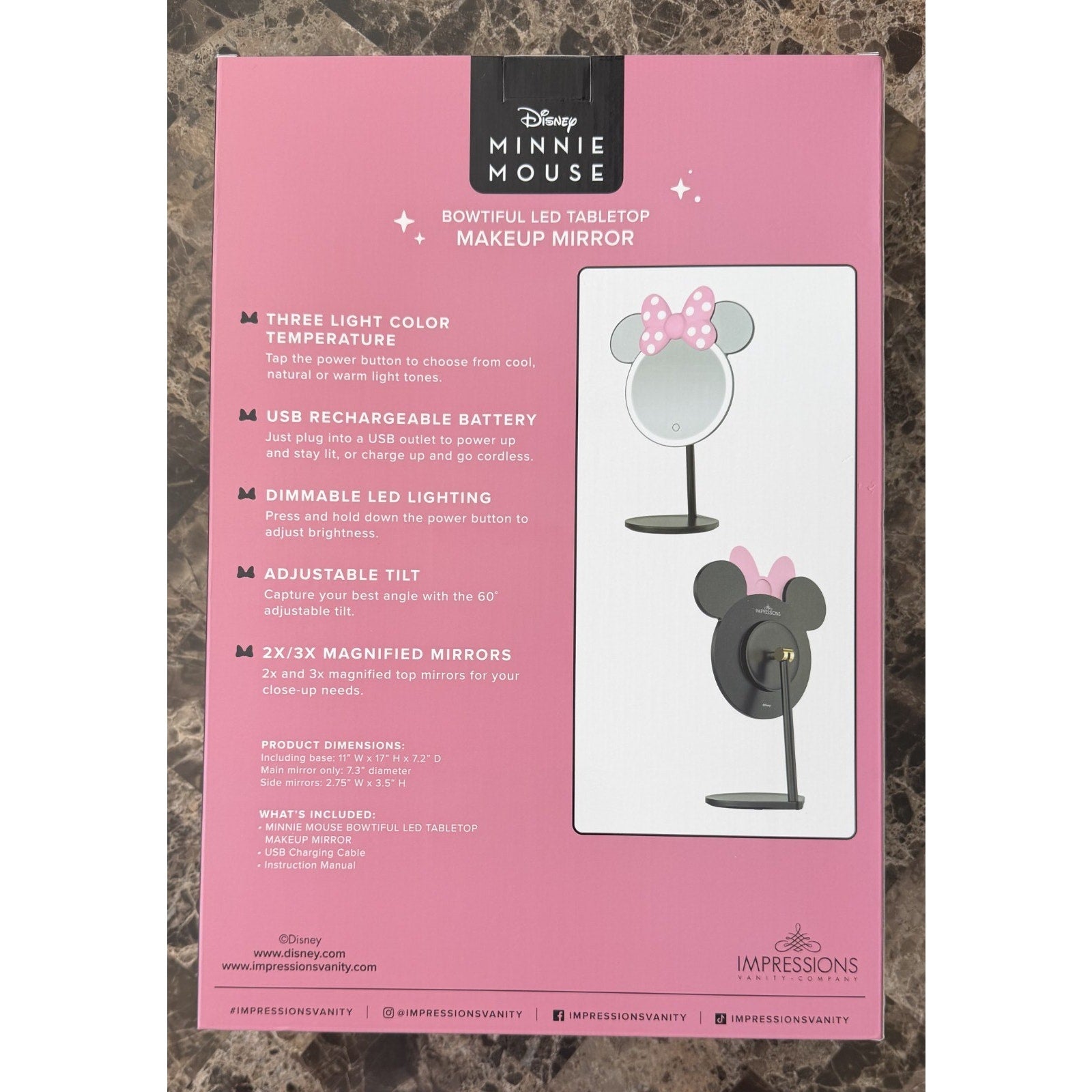 NIB Minnie Mouse Silhouette with Decorative Pink Polka Dot Bow