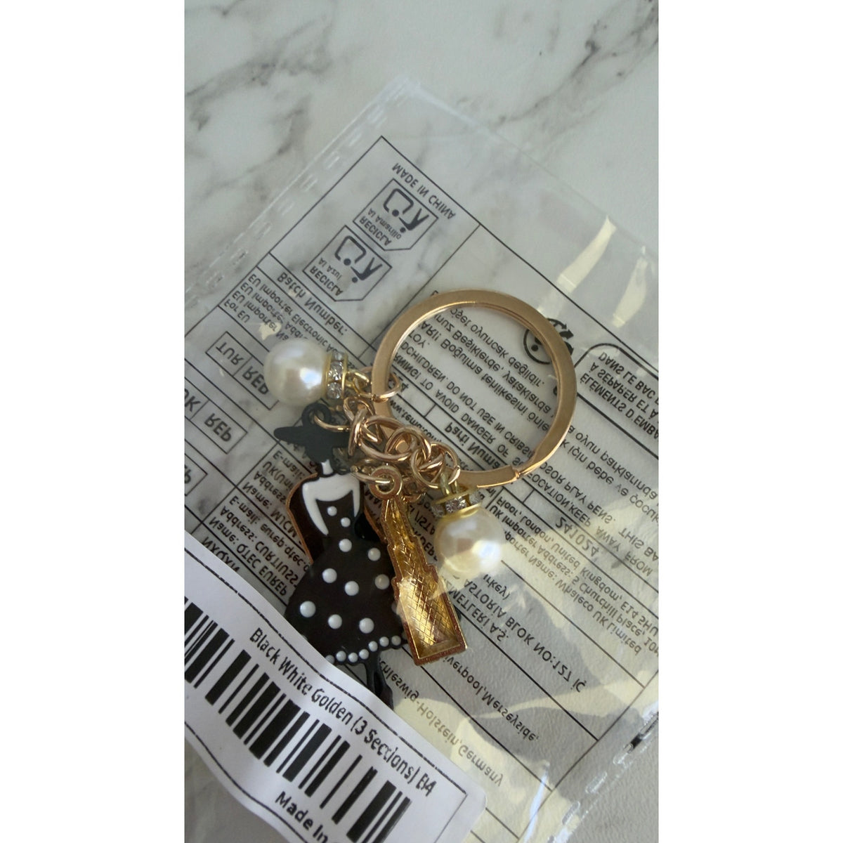 Polka Dot Dress Lipstick Fashion Woman Bag Charm Keychain NEW