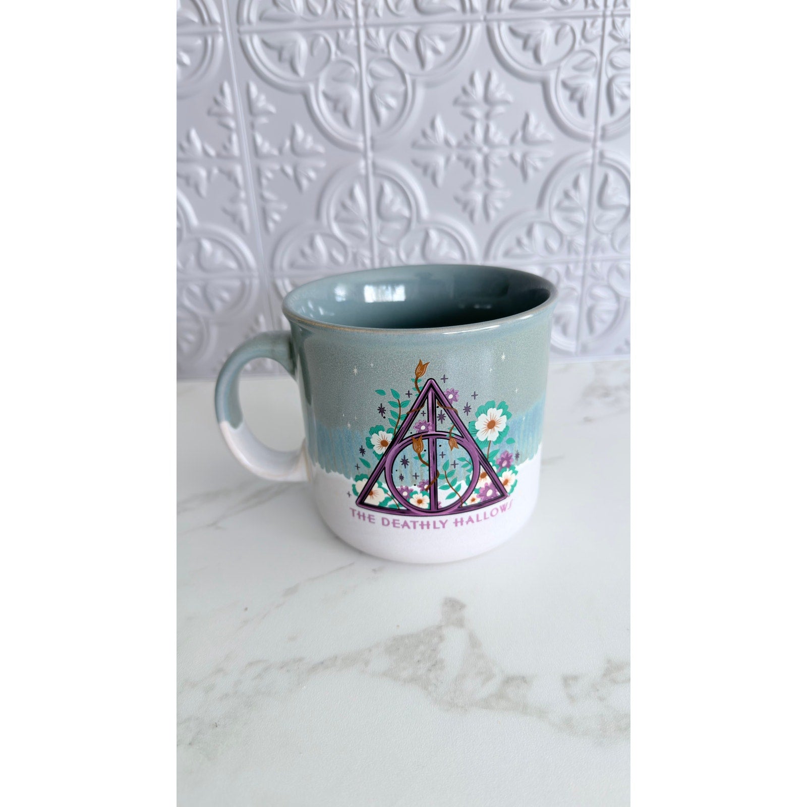 Silver Buffalo Harry Potter Deathly Hallows Floral Coffee Cup 20oz NEW
