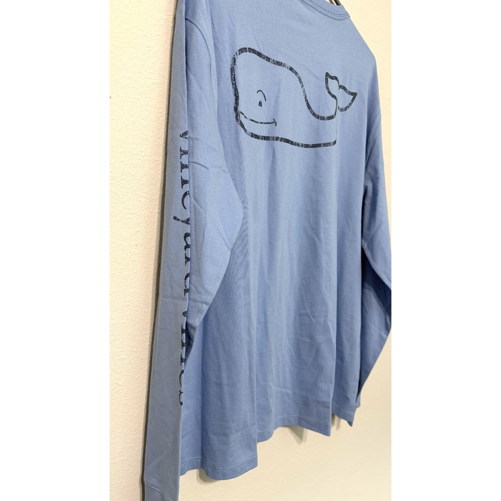 Vineyard Vines Men's Classic Whale Pocket Long Sleeve T-Shirt | Blue | Large