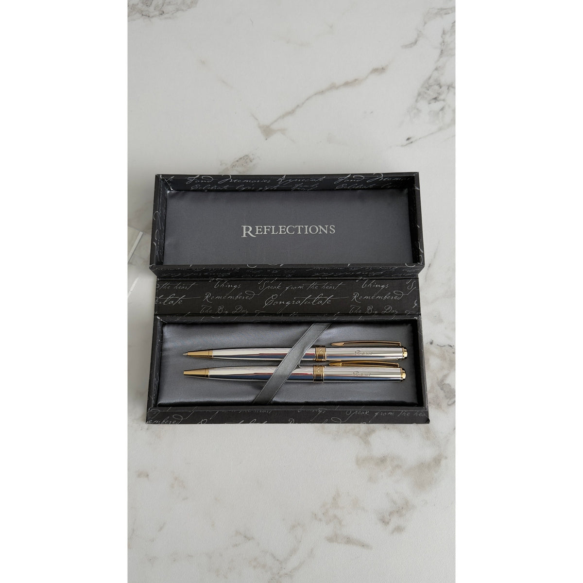 Things Remembered Reflections Pen & Pencil Set Engraved "Rosie" Silver & Gold NEW