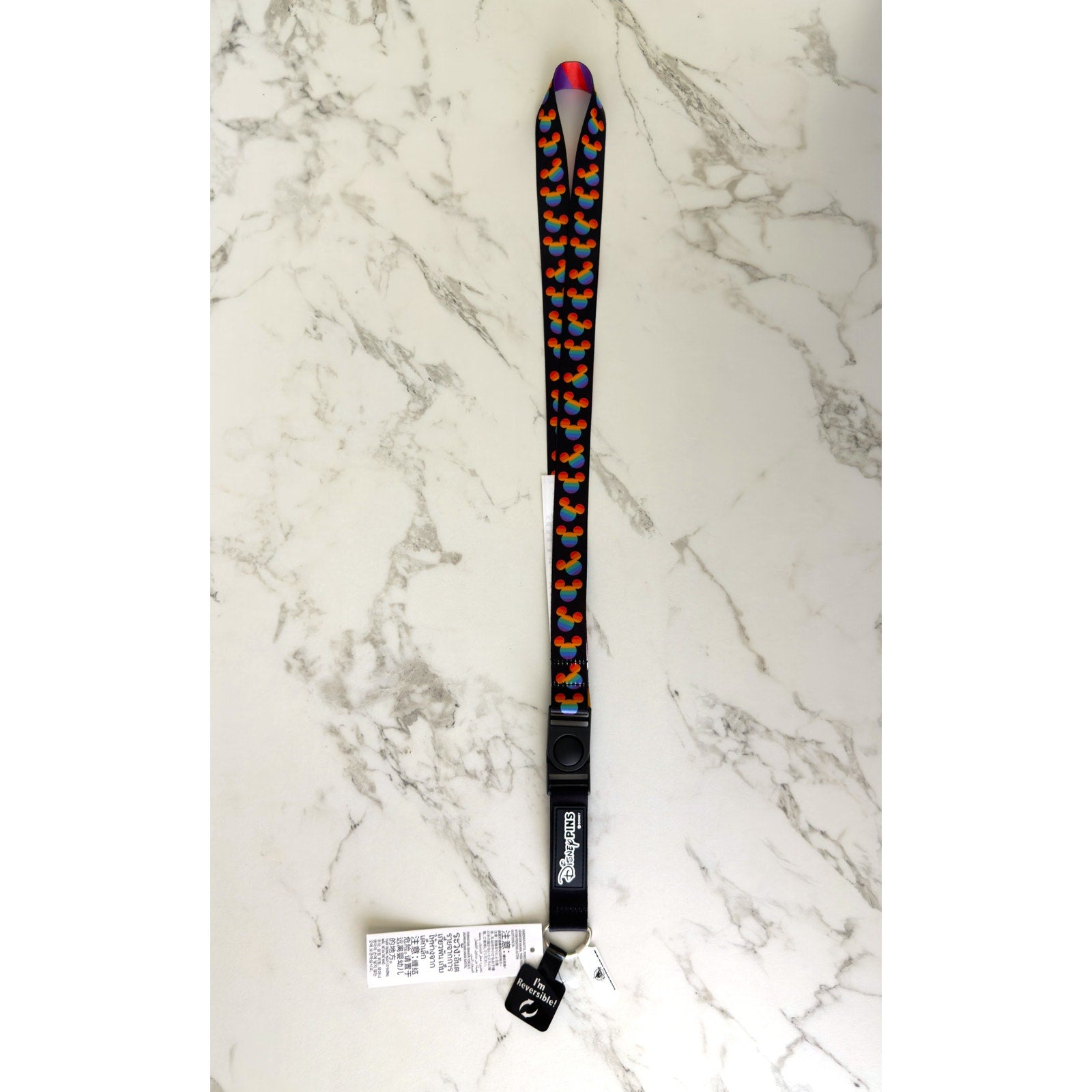 Disney Parks Pride Collection Reversible Pin Trading Lanyard Rainbow Mickey NWT