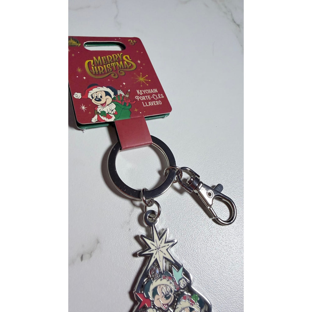 Disney Parks Mickey & Friends Christmas Tree Keychain Bag Clip NWT