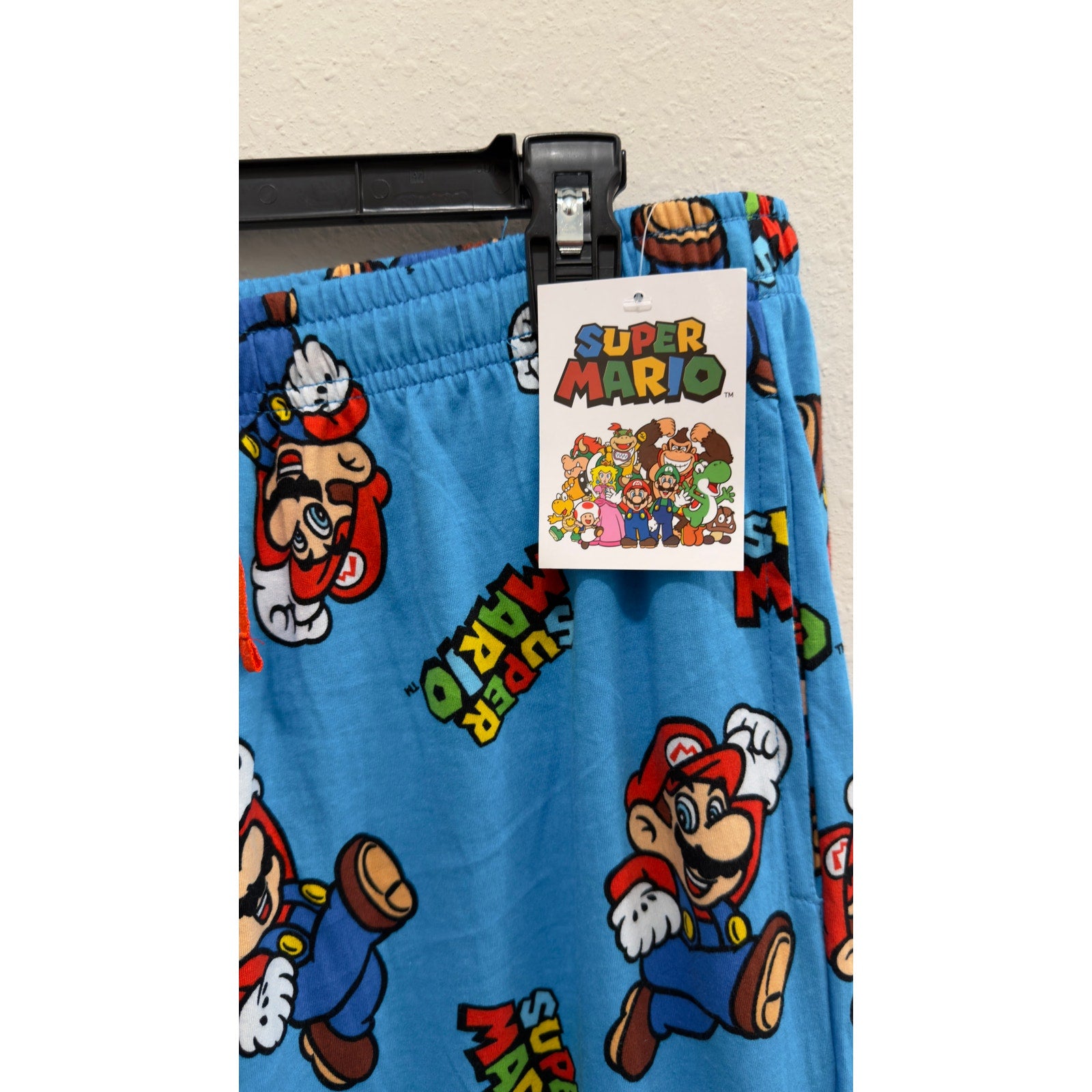 NWT Super Mario Men's Pajama Pants Blue Cotton Size Large