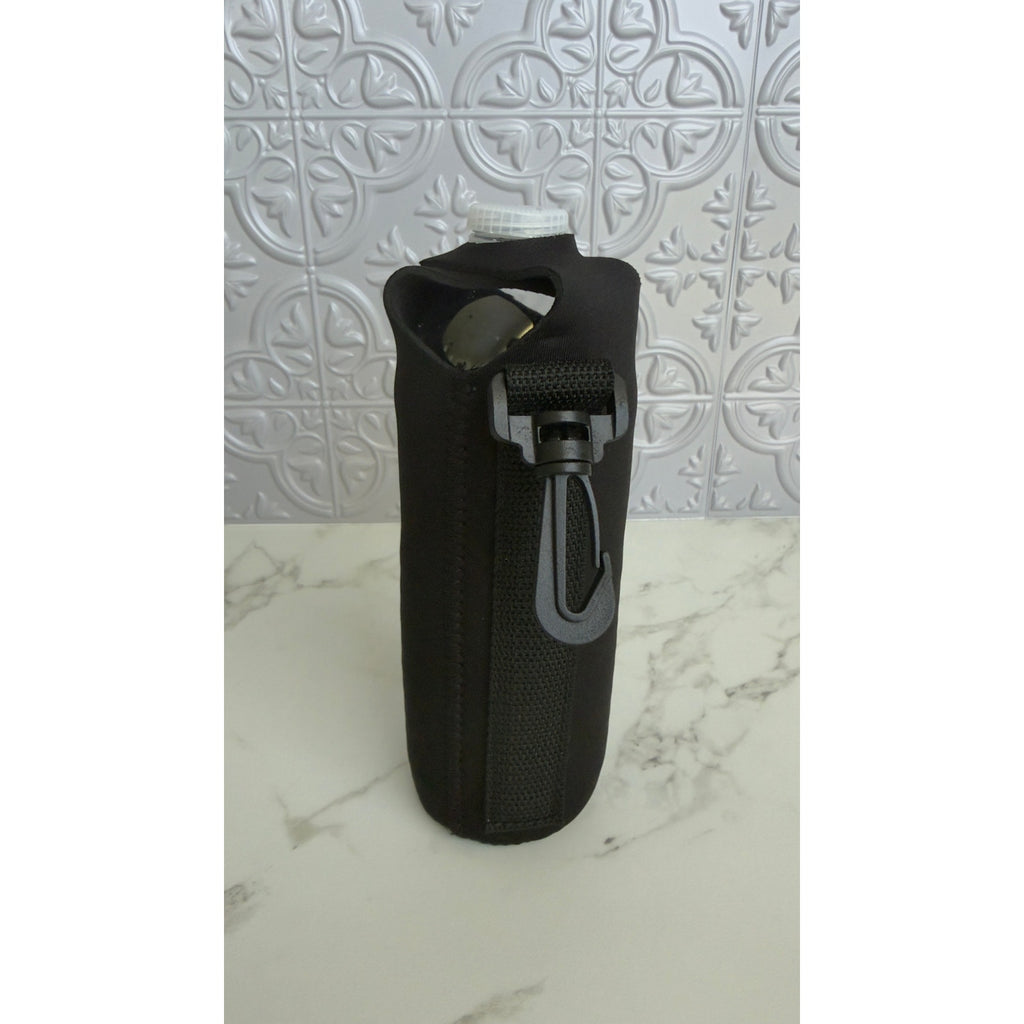 Black Neoprene Water Bottle Sleeve Holder Carrier Pouch w/ Clip NEW